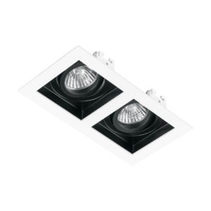 Luminario empotrable con 2 spots dirigibles, blanco, VOLTECK