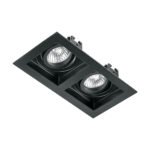Luminario empotrable con 2 spots dirigibles, negro, VOLTECK