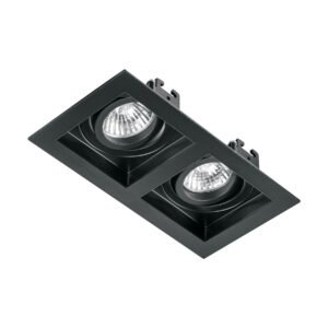 Luminario empotrable con 2 spots dirigibles, negro, VOLTECK