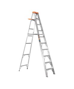 Escalera de Tijera Truper Tipo II 9 Peldaños y Bandeja - Tecnología de Máxima Altura Comercial para Instalaciones Profesionales que Facilita Trabajos en Techos Altos con Todas las Herramientas a Mano (Clave 10436)