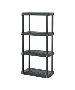 Estante plástico de 4 repisas, capacidad de 45 kg, dimensiones 125x38x61 cm, ideal para almacenamiento doméstico, PRETUL, clave 20682.