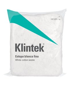 Bolsa de 1 kg de Estopa Color Blanca, Alta Absorción para Uso en Limpieza, Clave 57000, KLINTEK