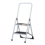 Escalera Tubular Plegable, 2 Peldaños con Barandal, Ideal para Uso Profesional, Pretul Clave 24119
