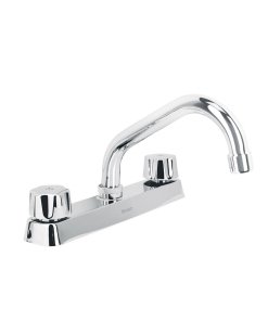 Mezcladora 8' Fregadero Cromo, Cuello Corto, Cartucho de Compresión, Diseño Básico para Larga Durabilidad, Marca Foset, Clave 45608