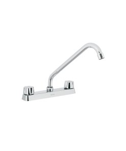 Mezcladora 8' Fregadero Cromo, Cuello Largo, Manerales Hexagonales, Diseño Básico para Resistencia y Estilo, Marca Foset, Clave 49239