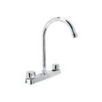 Mezcladora 8' fregadero cromo, cuello curvo,hexagonal, BASIC