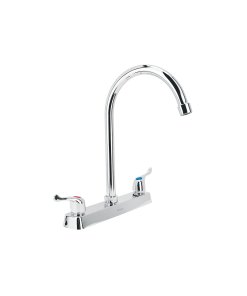 Mezcladora 8' Fregadero Cromo, Cuello Curvo, Manerales Palanca, Diseño Básico para Ajustes Óptimos, Marca Foset, Clave 45618