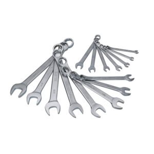 Juego de llaves combinadas satinadas métricas, 12 puntas, 15 piezas Surtek F10M