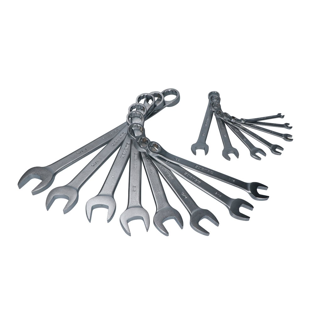 Juego de llaves combinadas satinadas en pulgadas, 12 puntas, 15 piezas Surtek F10S