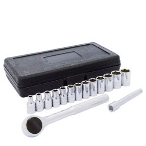 Juego de dados y accesorios cuadro de 1/4" métricos, 6 puntas, 15 piezas Surtek F4400M