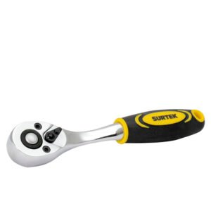 Matraca reversible para dado cuadro de 1/4", cabeza tipo pera, mango bimaterial Surtek F4449X