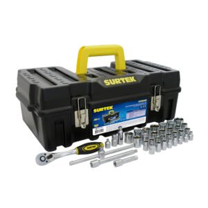 Juego de dados y accesorios cuadro de 3/8" combinado, 38 piezas, en caja Surtek F5101C