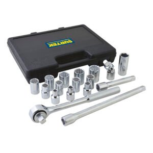 Juego de dados y accesorios cuadro de 1/2" en pulgadas, 17 piezas Surtek F5800