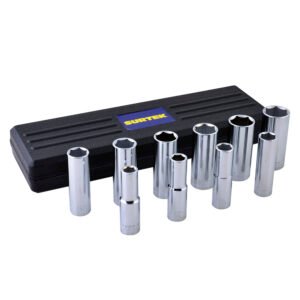 Juego de dados largos cuadro de 1/2" 6 puntas, en pulgadas, 10 piezas Surtek F5800HL
