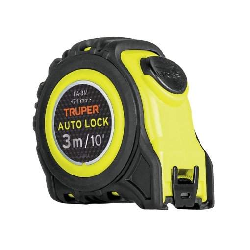 Flexómetro Auto-Lock Truper Resistente 3m - Tecnología anti-impacto para mediciones profesionales que soporta caídas desde altura sin dañarse (Clave 10746)