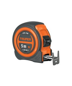 Flexómetro compacto Truper Premium 5m - Tecnología de cinta reforzada para construcción que garantiza lecturas claras y resistencia excepcional (Clave 12772)