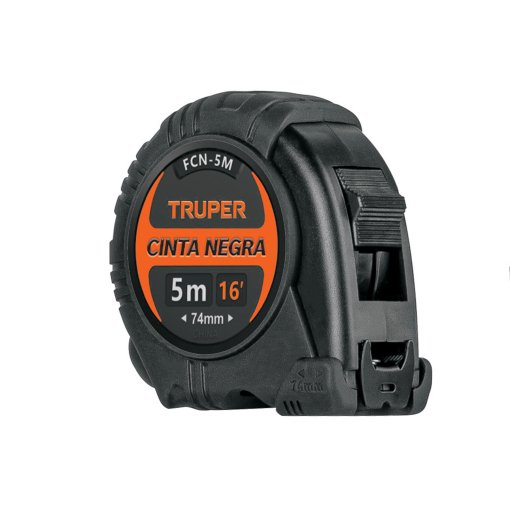 Flexómetro Truper BlackLine 5m - Tecnología de alto contraste para mediciones profesionales que facilita lecturas exactas en diversas condiciones (Clave 102598)
