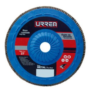 Disco laminado tipo 27 grano 120 con respaldo plástico, 7" Urrea FD712P