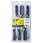 Juego de destornilladores con mango de PVC combinados, 6 piezas Foy FDE6
