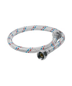 Manguera para Lavabo/Fregadero, Aluminio, 1/2' x 1/2', 55cm, Basic, resistente para instalaciones domésticas, clave 26021 - FOSET