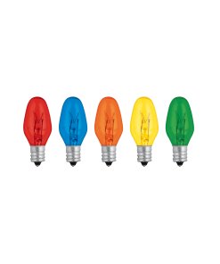 Caja con 50 focos incandescentes Volteck de colores base E12 7.5W - Tecnología de iluminación decorativa para ambientes festivos que crea atmósferas cálidas con bajo consumo energético (Clave 46822)
