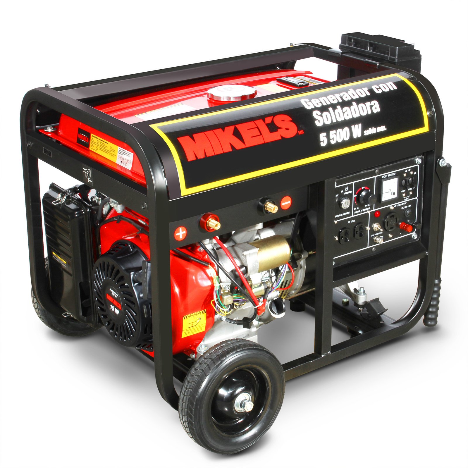 Generador de corriente eléctrica motor 4 tiempos con soldadora (5,500 W / 15 HP) MIKELS GCES-55