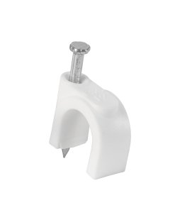 Bolsa con 20 grapas Volteck blancas de 12 mm - Tecnología de sujeción visual para cable redondo que combina capacidad media con integración perfecta en paredes blancas (Clave 48275)