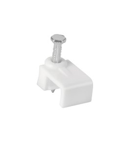 Bolsa con 20 grapas Volteck blancas de 5 x 8.5 mm - Tecnología de anclaje intermedio para cable plano que permite ruteos precisos manteniendo estética impecable (Clave 48278)