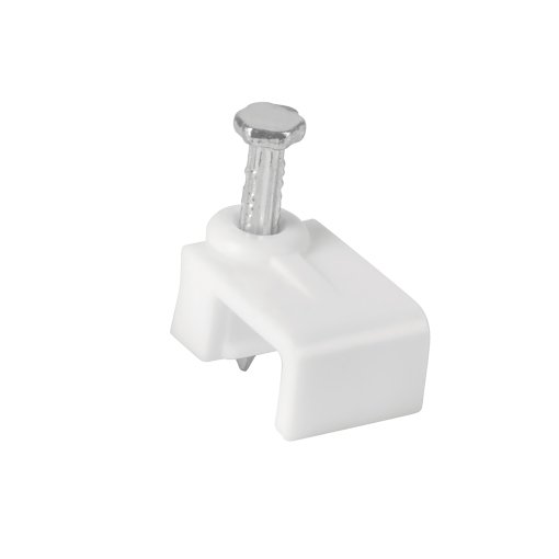 Bolsa con 20 grapas Volteck blancas de 5 x 8.5 mm - Tecnología de anclaje intermedio para cable plano que permite ruteos precisos manteniendo estética impecable (Clave 48278)