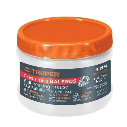 Grasa Automotriz Truper Base Bentona 450 g - Tecnología de Lubricación para Altas Temperaturas que Resiste Condiciones Extremas de Operación (Clave 101574)