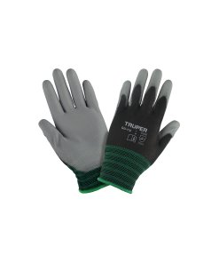 Guantes de nylon Truper Precisión Talla M - Tecnología de recubrimiento de poliuretano para trabajos minuciosos que optimiza la sensibilidad táctil y control (Clave 13291)