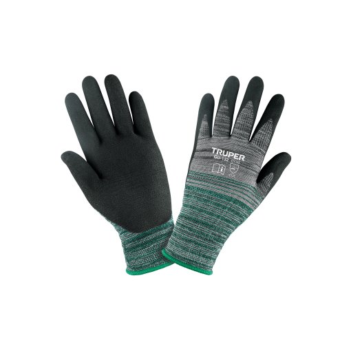 Guantes de nylon Truper Profesional Talla M - Tecnología de nitrilo texturizado para manipulación de piezas que previene deslizamientos en condiciones secas y húmedas (Clave 17064)