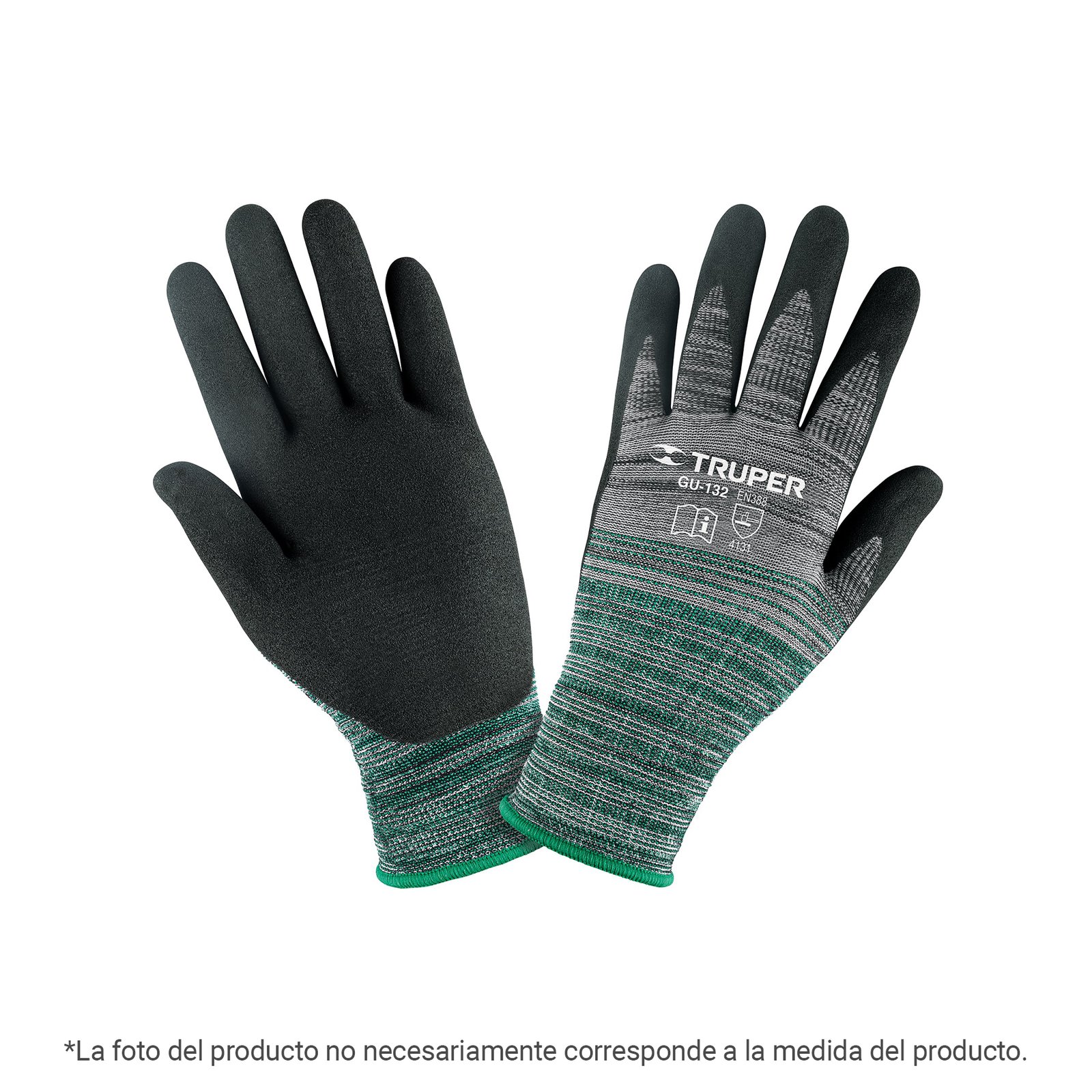 Guantes de nylon Truper Extra-Grandes Talla XG - Tecnología de recubrimiento texturizado para trabajos pesados que se adapta perfectamente a manos de mayor tamaño (Clave 103869)