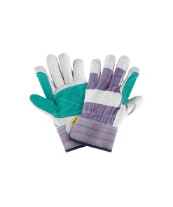 Guantes de carnaza y loneta con refuerzo, unitalla, resistente para trabajos pesados, PRETUL clave 29977