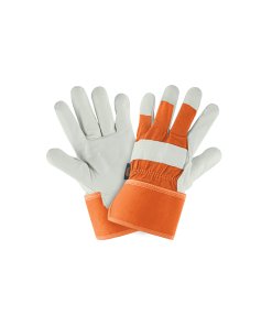 Guantes de piel Truper Reforzados - Tecnología mixta de cuero vacuno y lona para construcción que combina durabilidad extrema con flexibilidad controlada (Clave 17051)