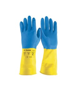 Guantes de látex Truper Ultra-Resistentes Talla G - Tecnología de refuerzo palmar para limpieza industrial que previene roturas en zonas de alto desgaste (Clave 15269)
