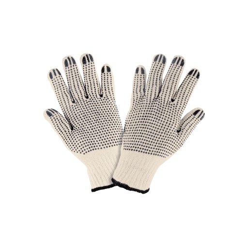 Guantes de algodón con puntos de PVC en palma y dorso, comodidad y resistencia para trabajo manual, PRETUL clave 21830