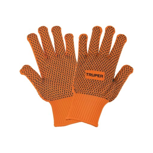 Guantes Truper de Algodón - Tecnología de Puntos PVC en Palma y Dorso para Agarre Seguro que Mejora la Sujeción en Superficies Resbaladizas (Clave 103925)