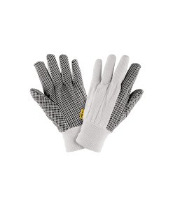 Guantes de algodón con puntos PVC en palma, unitalla, opción económica para protección en trabajos ligeros, PRETUL clave 20330