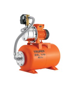 Equipo Hidroneumático Truper 24L Bomba Jet Inox 1/2 HP - Tecnología de Autoabastecimiento Compacto para Viviendas Pequeñas que Mantiene Presión Estable en Instalaciones Domésticas con Ahorro Energético (Clave 10077)