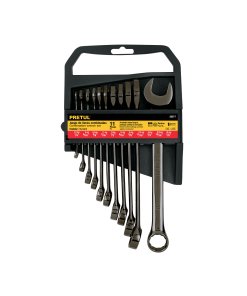 Juego de 11 Llaves Combinadas std, Acabado Gun Metal, Alta Resistencia para Uso Profesional, Pretul Clave 26077