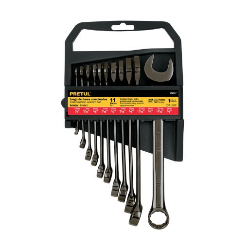 Juego de 11 Llaves Combinadas std, Acabado Gun Metal, Alta Resistencia para Uso Profesional, Pretul Clave 26077