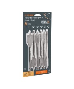 Juego Truper Profesional de Brocas Planas de Manita 6 Piezas - Tecnología de Perforación Manual para Trabajos en Madera que Facilita la Creación de Orificios Precisos (Clave 11395)