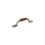 Jaladera metálica de 76mm latón antiguo, inserto tipo madera