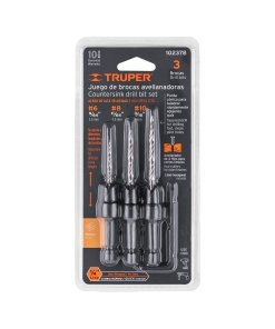 Juego de Brocas Avellanadoras Truper 3 Piezas - Tecnología de Corte Dual para Perforación y Avellanado que Agiliza el Proceso de Instalación (Clave 102378)
