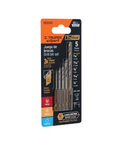 Juego de 5 Brocas HSS para Metal Zanco de Cambio Rápido, Corte Rápido y Preciso para Metal, clave 102251 - Expert