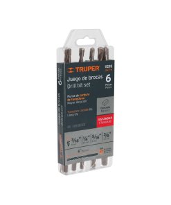 Juego de 6 brocas Truper Concrete Pro - Tecnología de punta de carburo para albañilería que perfora concreto con precisión y mínimo esfuerzo (Clave 11295)