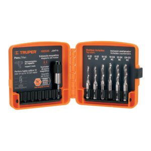 Juego de 6 brocas HSS con machuelo para metal, TRUPER