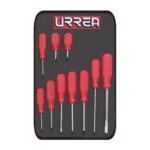 Juego de destornilladores con mango rojo, combinados, 10 piezas Urrea JBU03