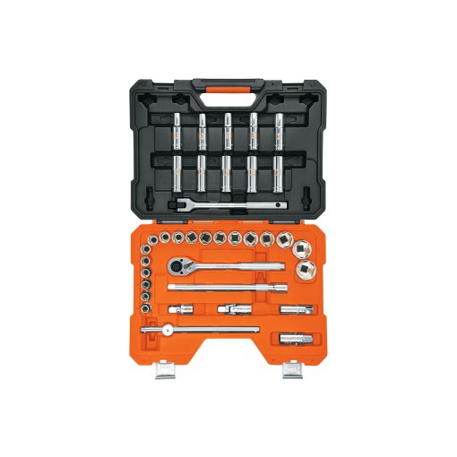 Juego de Herramientas Truper 36 Piezas Cuadro 1/2" mm - Tecnología Milimétrica para Mecánica Avanzada que Proporciona Soluciones Completas en Sistemas Métricos (Clave 102249)